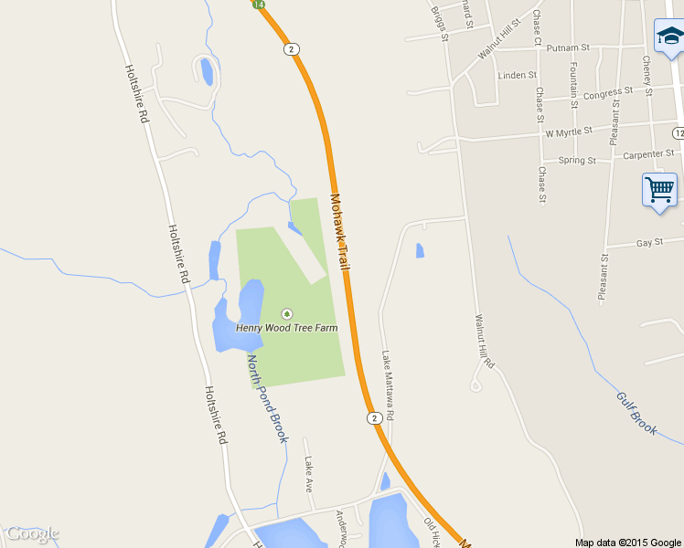 map of restaurants, bars, coffee shops, grocery stores, and more near Mohawk Trail in Orange