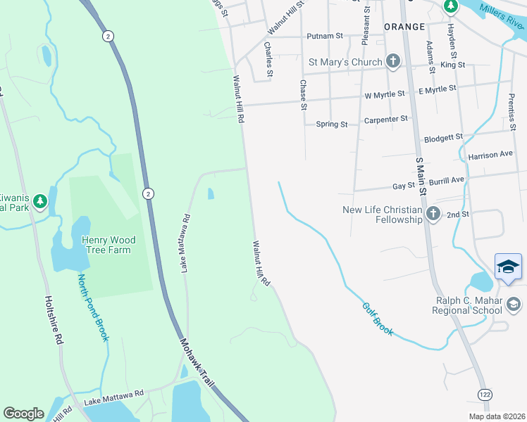 map of restaurants, bars, coffee shops, grocery stores, and more near 313-315 Walnut Hill Road in Orange