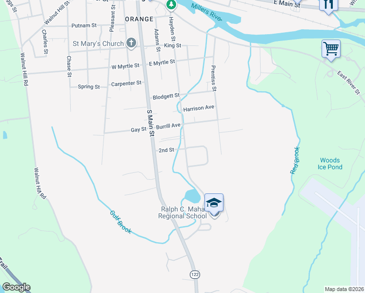 map of restaurants, bars, coffee shops, grocery stores, and more near 240 Hayden Street in Orange