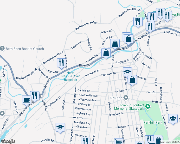 map of restaurants, bars, coffee shops, grocery stores, and more near 290 Cleghorn Street in Fitchburg