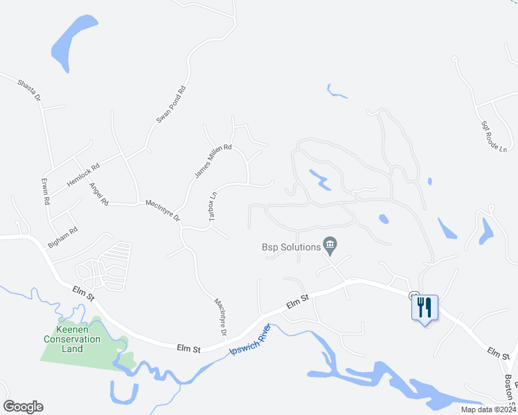 map of restaurants, bars, coffee shops, grocery stores, and more near 3 Sand Iron Way in North Reading