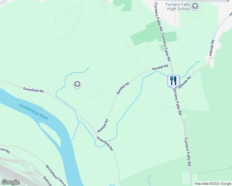 map of restaurants, bars, coffee shops, grocery stores, and more near 50 Randall Road in Montague