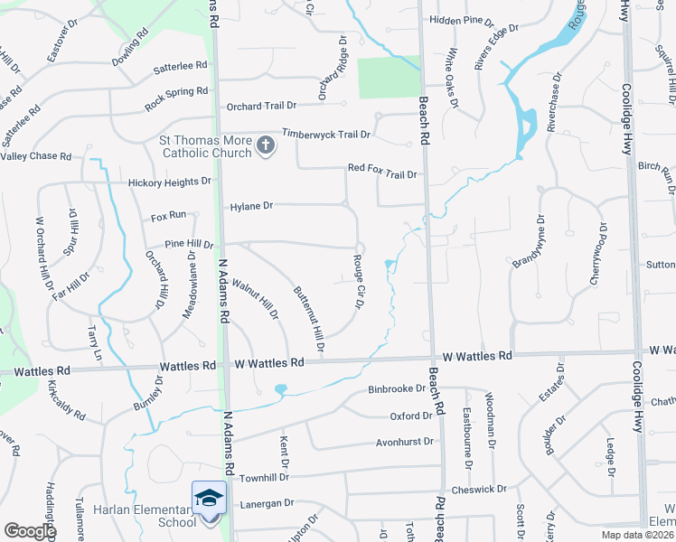 map of restaurants, bars, coffee shops, grocery stores, and more near 2750 Juniper Court in Troy