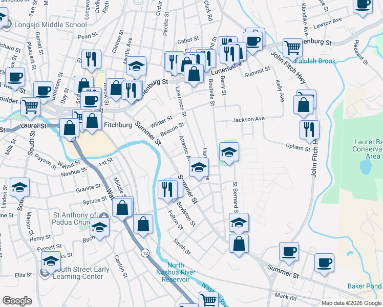 map of restaurants, bars, coffee shops, grocery stores, and more near 19 Bluff Avenue in Fitchburg