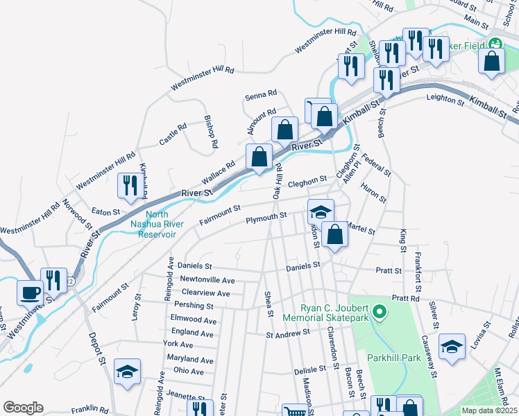 map of restaurants, bars, coffee shops, grocery stores, and more near 250 Fairmount Street in Fitchburg