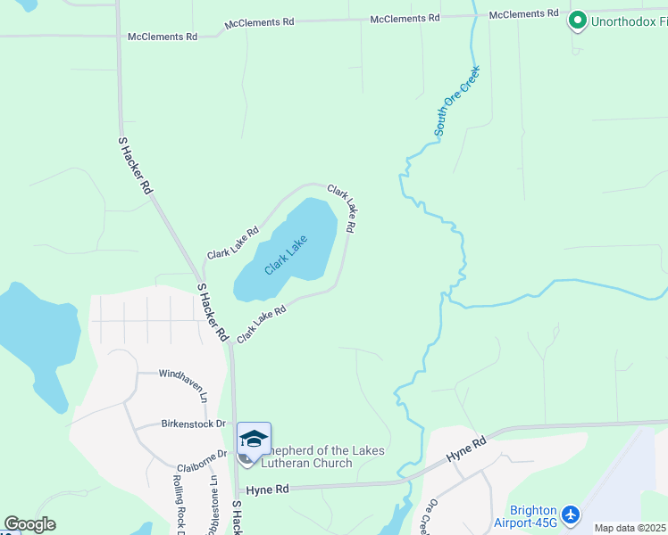 map of restaurants, bars, coffee shops, grocery stores, and more near 1660 Clark Lake Road in Brighton