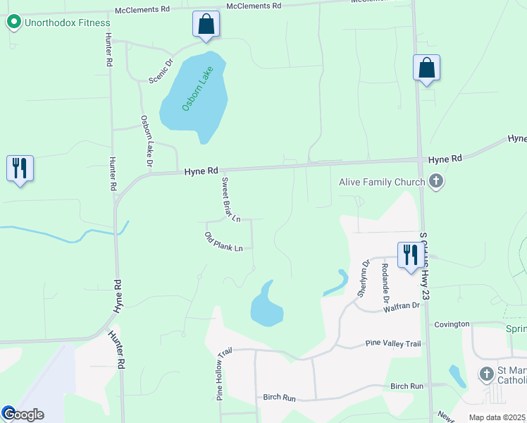 map of restaurants, bars, coffee shops, grocery stores, and more near 1671 Havenshire Lane in Brighton