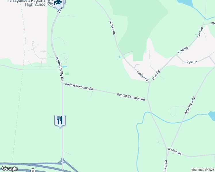 map of restaurants, bars, coffee shops, grocery stores, and more near 82 Baptist Common Road in Templeton