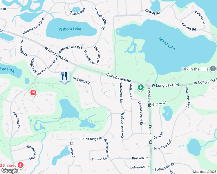 map of restaurants, bars, coffee shops, grocery stores, and more near 3279 Baron Dr in Bloomfield Township