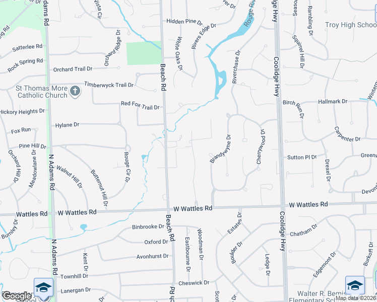 map of restaurants, bars, coffee shops, grocery stores, and more near 4208 Ravenwood Court in Troy