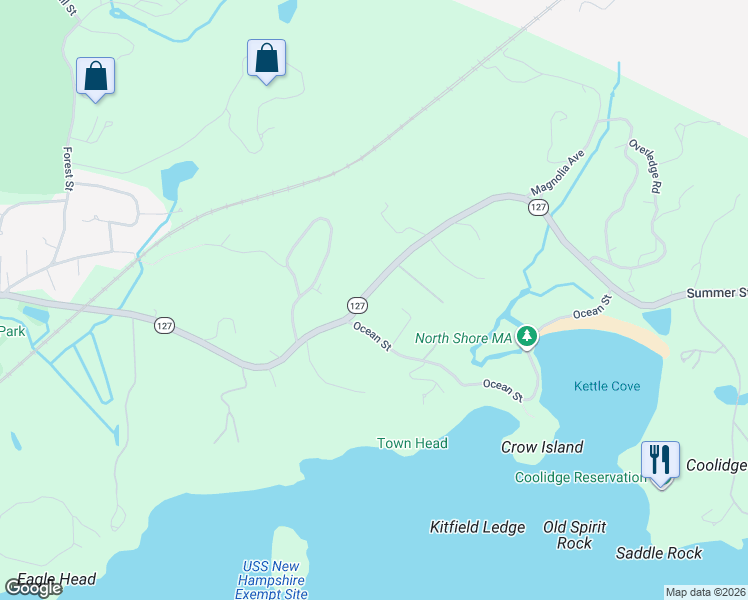 map of restaurants, bars, coffee shops, grocery stores, and more near 8 Ocean Street in Manchester-by-the-Sea
