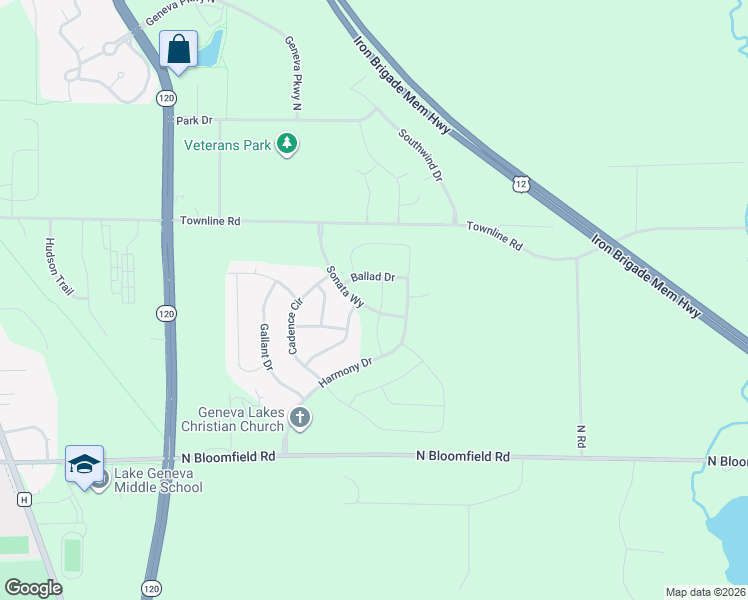 map of restaurants, bars, coffee shops, grocery stores, and more near in Lake Geneva