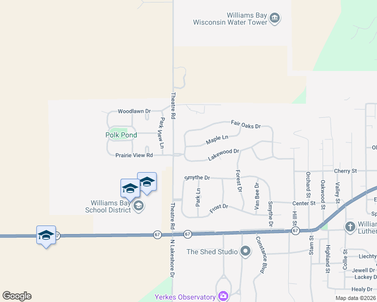 map of restaurants, bars, coffee shops, grocery stores, and more near 418 Maple Lane in Williams Bay