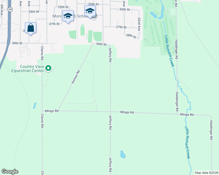 map of restaurants, bars, coffee shops, grocery stores, and more near N2234 Asmus Road in Monroe