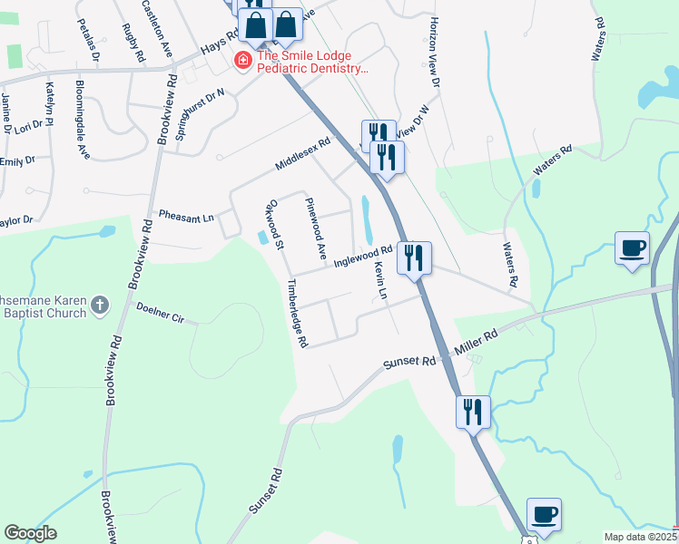 map of restaurants, bars, coffee shops, grocery stores, and more near 7 Inglewood Road in East Greenbush