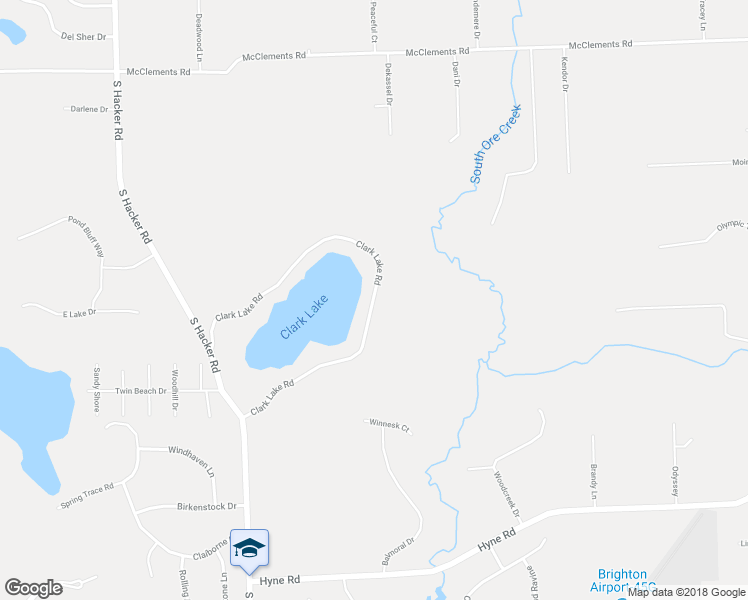 map of restaurants, bars, coffee shops, grocery stores, and more near 1567 Clark Lake Road in Brighton