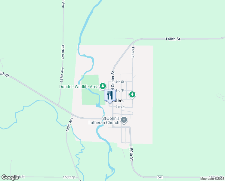 map of restaurants, bars, coffee shops, grocery stores, and more near 300 North Center Street in Dundee