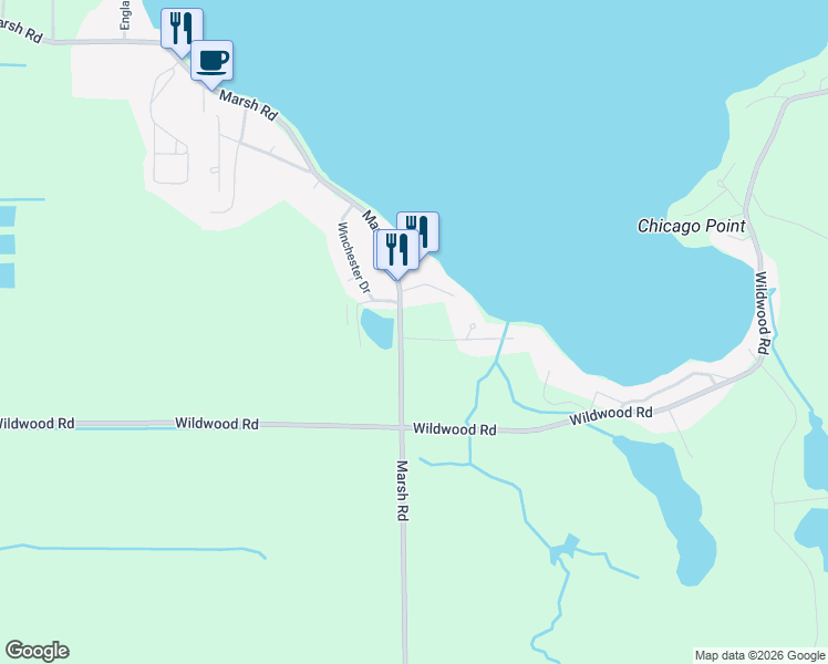 map of restaurants, bars, coffee shops, grocery stores, and more near 5125 Marsh Road in Shelbyville