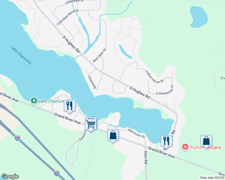 map of restaurants, bars, coffee shops, grocery stores, and more near 1330 Elmhurst Dr in Howell
