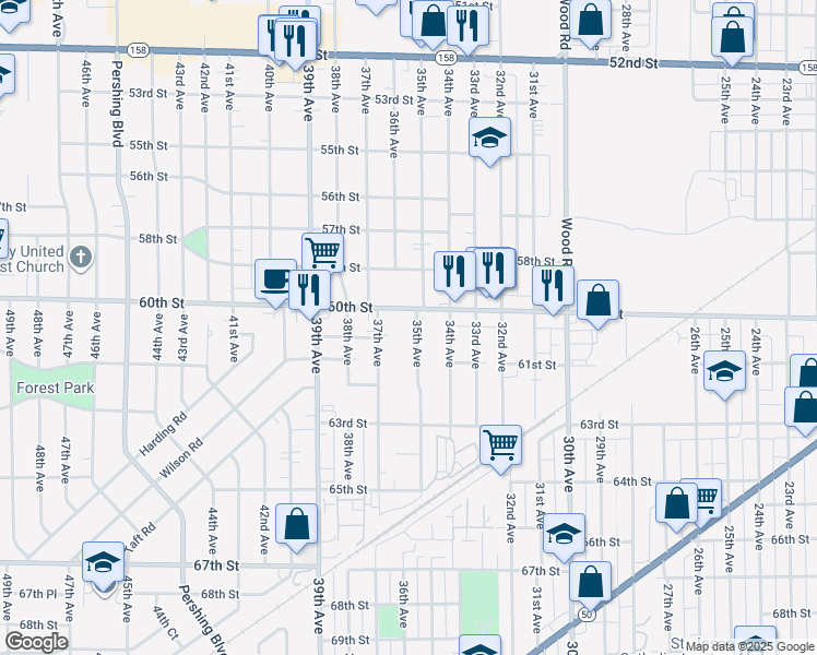 map of restaurants, bars, coffee shops, grocery stores, and more near 6014 35th Avenue in Kenosha