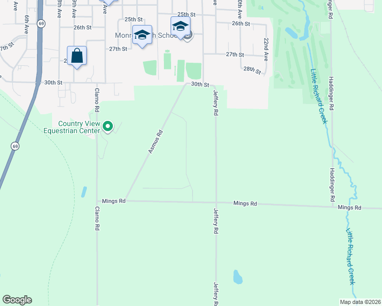 map of restaurants, bars, coffee shops, grocery stores, and more near N2234 Asmus Rd in Monroe