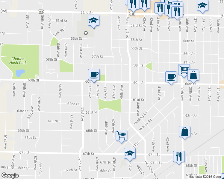 map of restaurants, bars, coffee shops, grocery stores, and more near 6022 47th Avenue in Kenosha