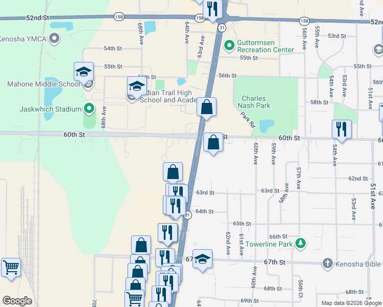 map of restaurants, bars, coffee shops, grocery stores, and more near in 