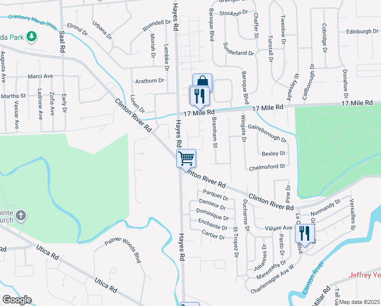 map of restaurants, bars, coffee shops, grocery stores, and more near 38832 Windmill Pointe South in Clinton Township