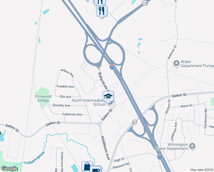 map of restaurants, bars, coffee shops, grocery stores, and more near 31 Ballardvale Street in Wilmington