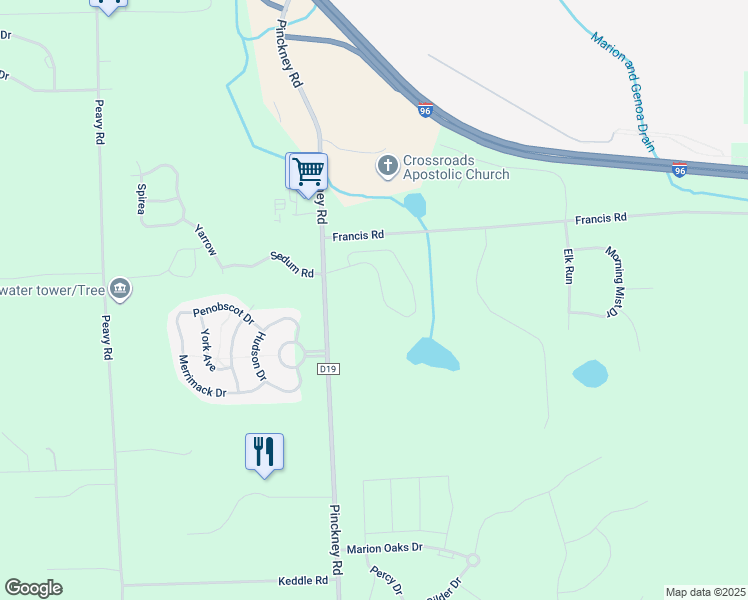 map of restaurants, bars, coffee shops, grocery stores, and more near 170 Newberry Lane in Howell