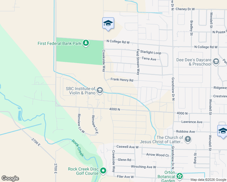 map of restaurants, bars, coffee shops, grocery stores, and more near 1010 Creekside Way in Twin Falls