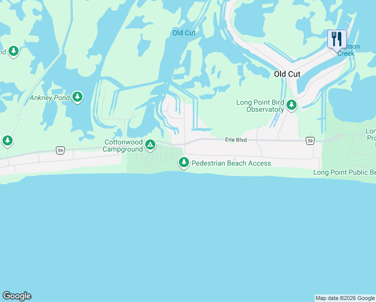 map of restaurants, bars, coffee shops, grocery stores, and more near 2 Beach Avenue in Port Rowan