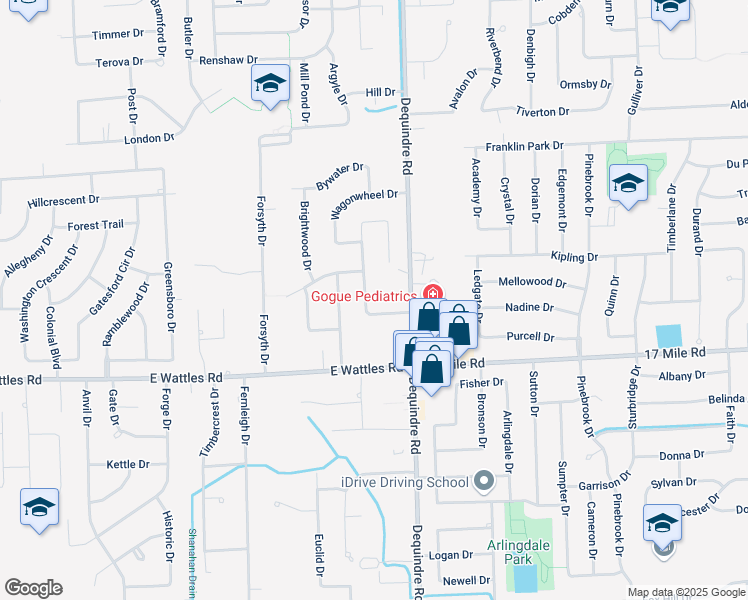 map of restaurants, bars, coffee shops, grocery stores, and more near 4158 Vassar Drive in Troy