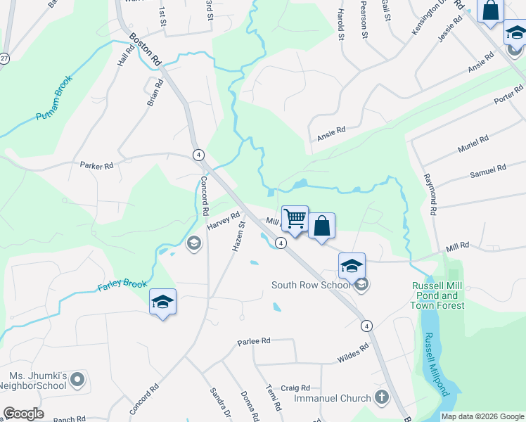 map of restaurants, bars, coffee shops, grocery stores, and more near 4 Mill Road in Chelmsford