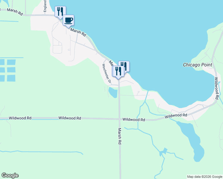 map of restaurants, bars, coffee shops, grocery stores, and more near 5125 Marsh Road in Shelbyville