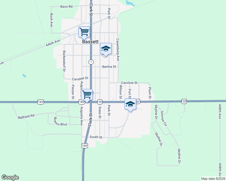map of restaurants, bars, coffee shops, grocery stores, and more near 501-517 Wilson Street in Bassett
