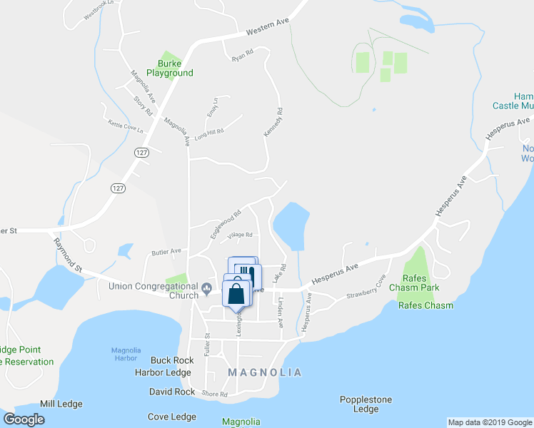 map of restaurants, bars, coffee shops, grocery stores, and more near 30 Lake Road in Gloucester