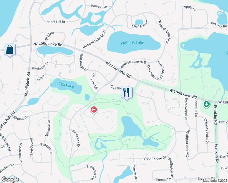 map of restaurants, bars, coffee shops, grocery stores, and more near 1805 Golf Ridge Drive in Bloomfield Township