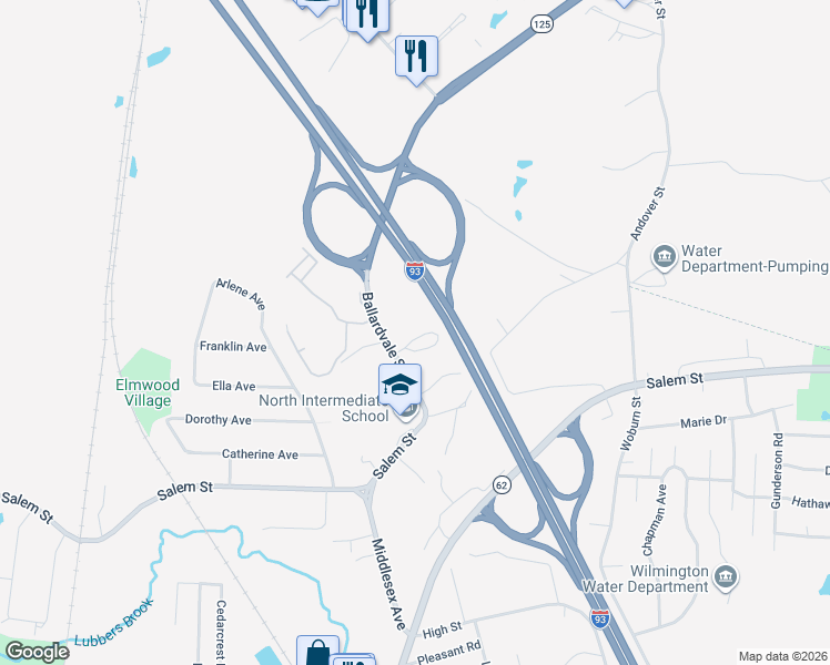 map of restaurants, bars, coffee shops, grocery stores, and more near 31 Ballardvale Street in Wilmington