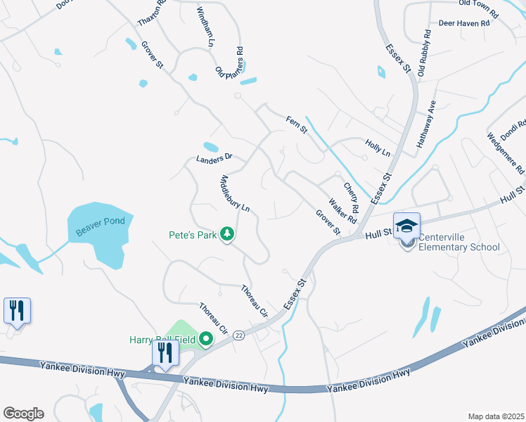 map of restaurants, bars, coffee shops, grocery stores, and more near 28 Middlebury Lane in Beverly