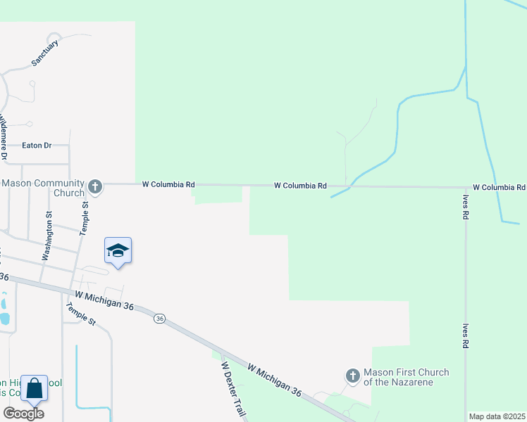 map of restaurants, bars, coffee shops, grocery stores, and more near 1793 West Columbia Road in Mason