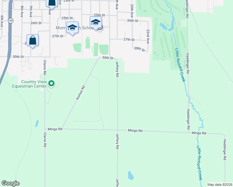 map of restaurants, bars, coffee shops, grocery stores, and more near N2234 Asmus Road in Monroe