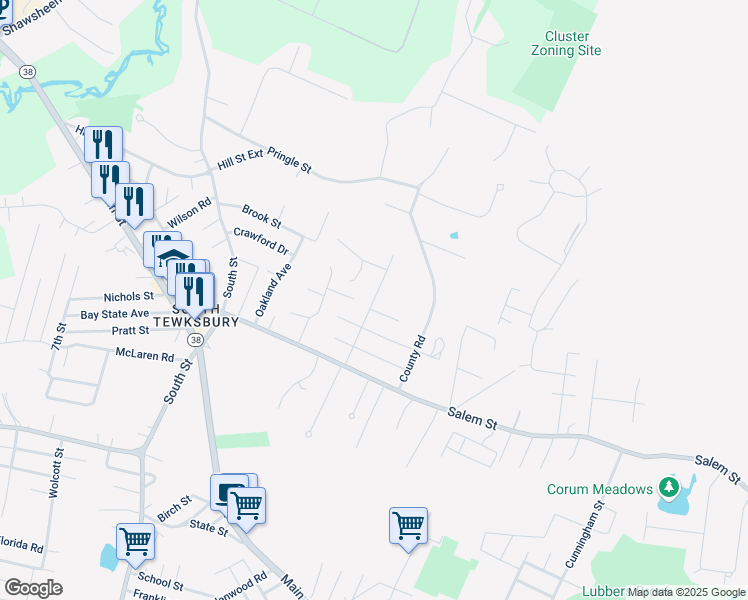 map of restaurants, bars, coffee shops, grocery stores, and more near 74 Pinedale Avenue in Tewksbury