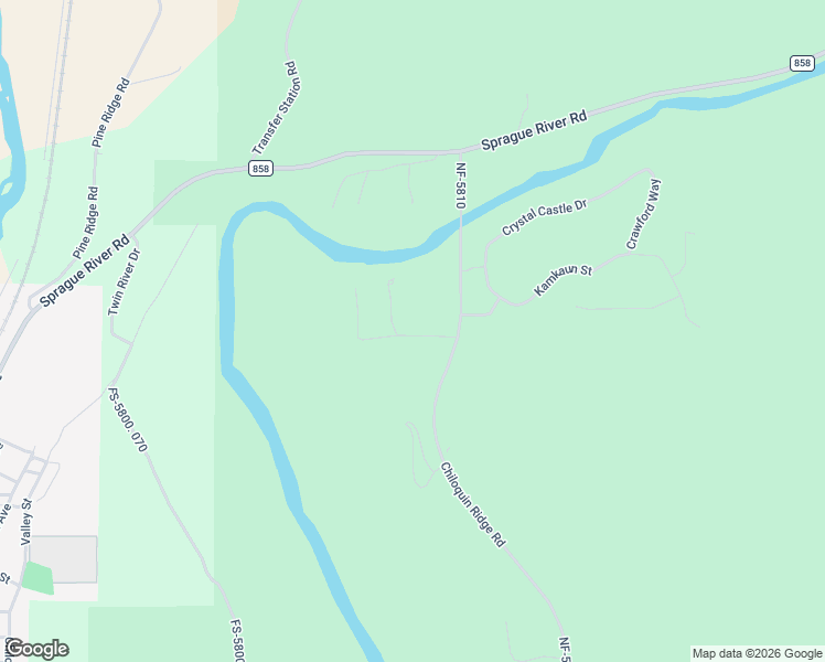 map of restaurants, bars, coffee shops, grocery stores, and more near 39314 Chiloquin Ridge Road in Chiloquin