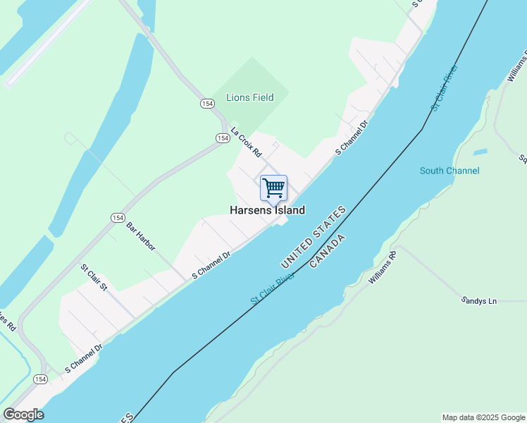 map of restaurants, bars, coffee shops, grocery stores, and more near 3060 South Channel Drive in Harsens Island