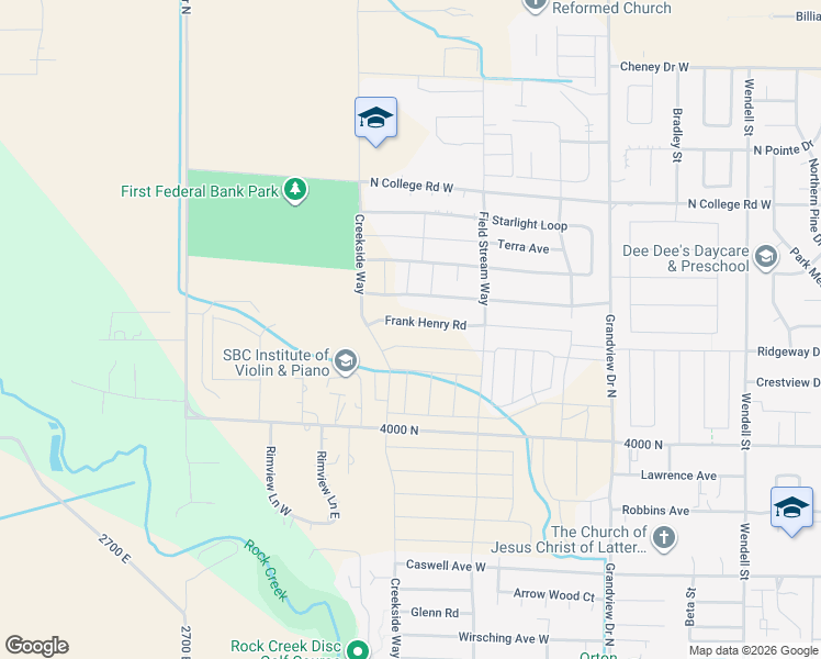 map of restaurants, bars, coffee shops, grocery stores, and more near White Birch Avenue in Twin Falls