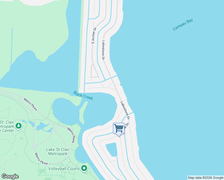 map of restaurants, bars, coffee shops, grocery stores, and more near 38714 Lakeshore Drive in Harrison Township