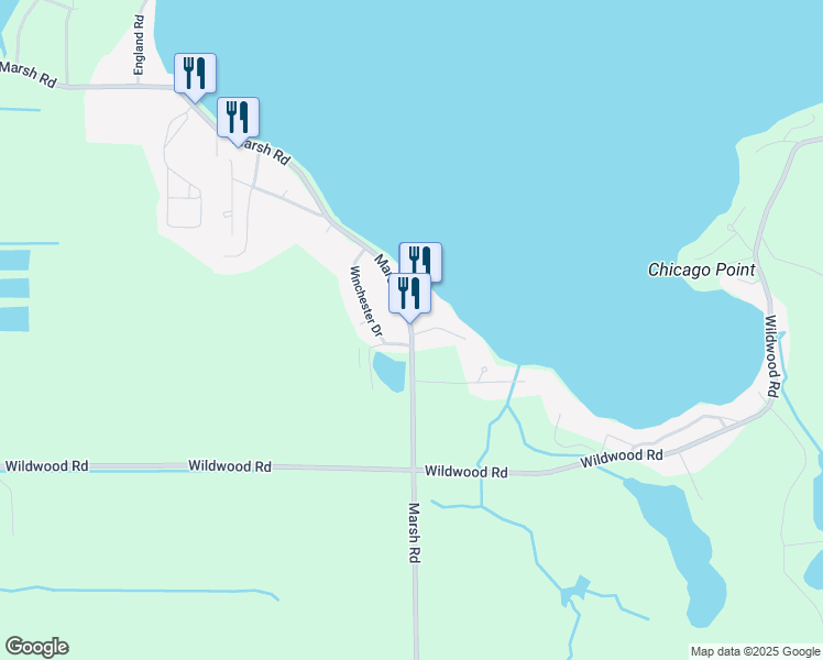map of restaurants, bars, coffee shops, grocery stores, and more near 11456 Marsh Road in Shelbyville