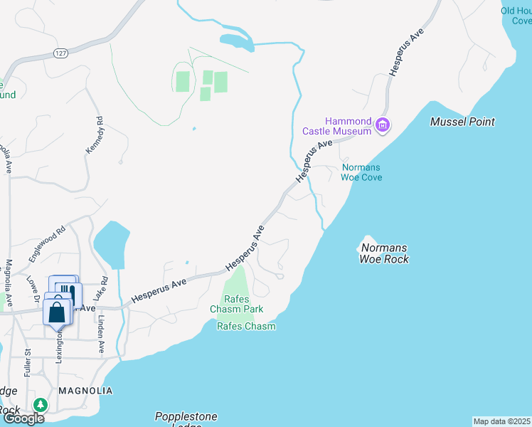 map of restaurants, bars, coffee shops, grocery stores, and more near 123 Hesperus Avenue in Gloucester