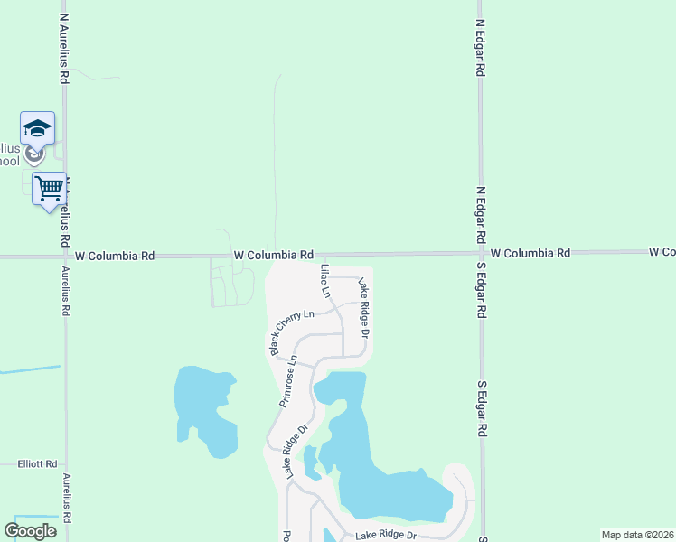 map of restaurants, bars, coffee shops, grocery stores, and more near 36 Lake Ridge Drive in Mason
